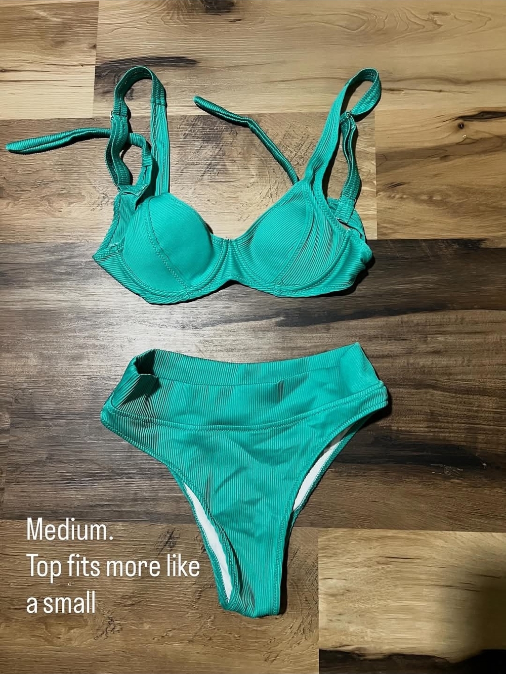 Green Ribbed Underwire Bikini Set - Women's Swimwear